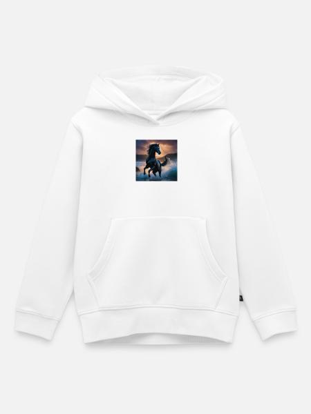 Pferd - Kinder Premium Organic Hoodie - Weiß