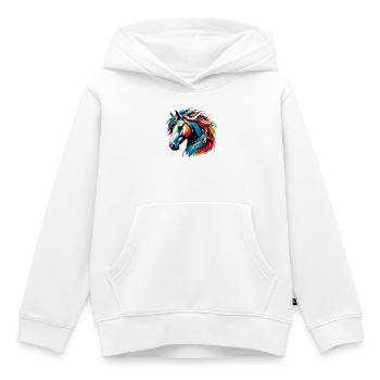 Cheval - Sweat Premium à capuche enfant bio - blanc - Devant - AI Model Kid Female (0cm)