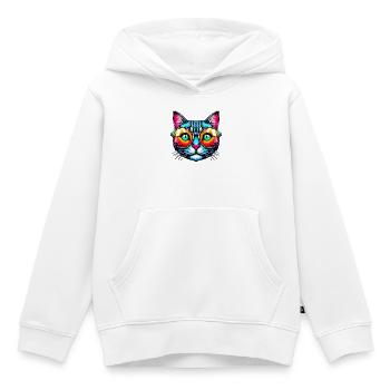 Kater mit Sonnenbrille - Kinder Premium Organic Hoodie - Weiß - Vorne - AI Model Kid Female (0cm)