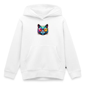 Kater mit Sonnenbrille - Kinder Premium Organic Hoodie - Weiß - Vorne - AI Model Kid Female (0cm)
