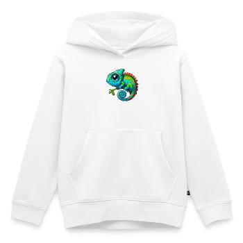 Caméléon - Sweat Premium à capuche enfant bio - blanc - Devant - AI Model Kid Female (0cm)