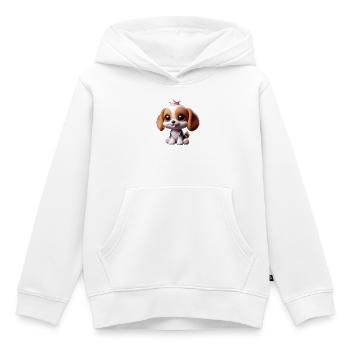 Verspieltes Hundemotiv mit Krone - Kinder Premium Organic Hoodie - Weiß - Vorne - AI Model Kid Female (0cm)