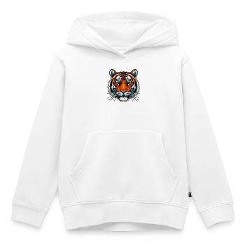 Tigre - Sweat Premium à capuche enfant bio - blanc - Devant - AI Model Kid Female (0cm)