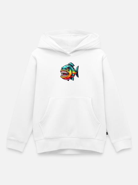 Piranha - Kinder Premium Organic Hoodie - Weiß
