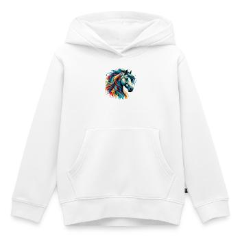 Cheval - Sweat Premium à capuche enfant bio - blanc - Devant - AI Model Kid Female (0cm)