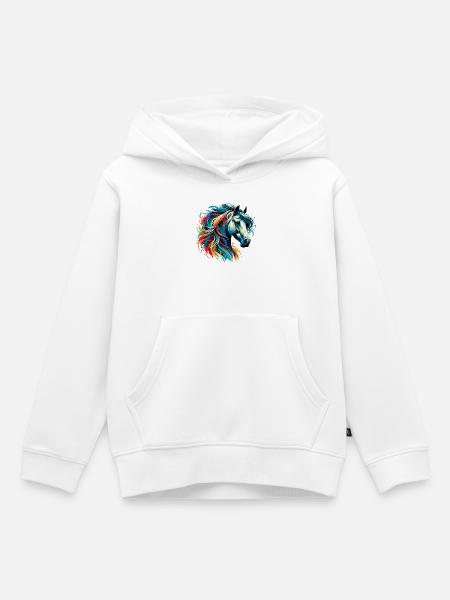 Paard - Kinder Premium hoodie biologisch - wit