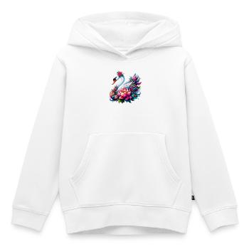 Schwan verziert mit Lotusblüten - Kinder Premium Organic Hoodie - Weiß - Vorne - AI Model Kid Female (0cm)