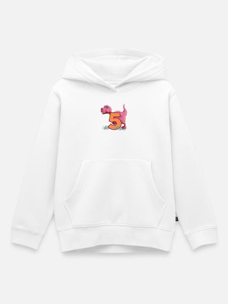 Nr.5 Dino - Kinder Premium Organic Hoodie - Weiß