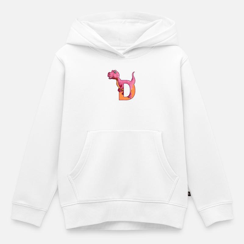 D - DINOSAURE, personnalisable - Sweat Premium à capuche enfant bio - blanc