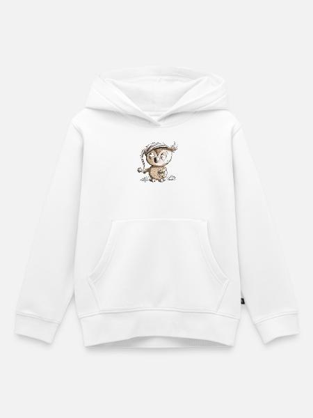 Kleine Nachteule Eule - Kinder Premium Organic Hoodie - Weiß