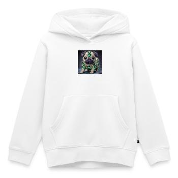 Chemise exclusive au design carlin - Sweat Premium à capuche enfant bio - blanc - Devant - AI Model Kid Female (0cm)