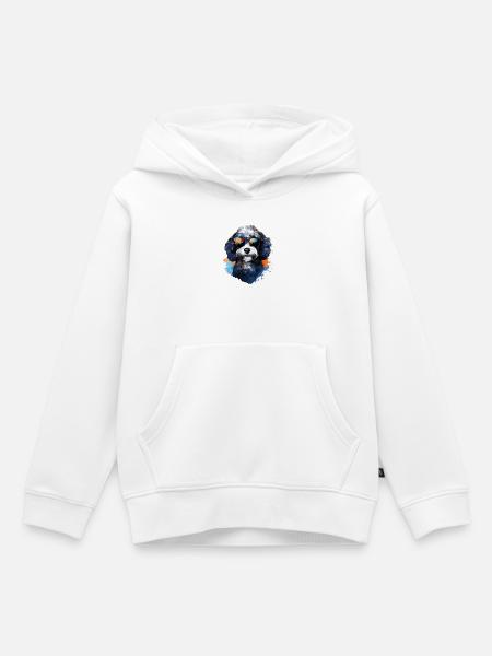 Pudel mit Sonnenbrille - Kinder Premium Organic Hoodie - Weiß