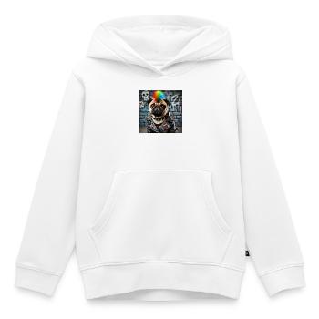 Punk Mops mit Regenbogenmähne - Kinder Premium Organic Hoodie - Weiß - Vorne - AI Model Kid Female (0cm)