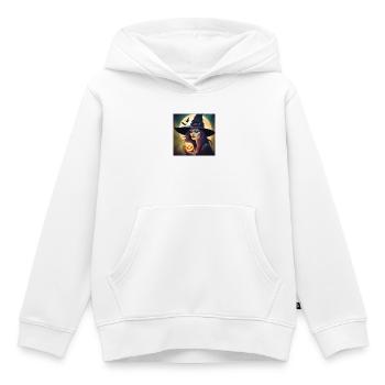 halloween, sorcière, citrouille - Sweat Premium à capuche enfant bio - blanc - Devant - AI Model Kid Female (0cm)