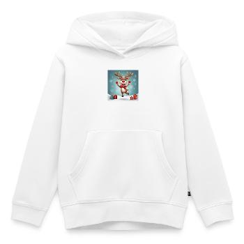 joyeux Noël, joyeuses fêtes; rennes - Sweat Premium à capuche enfant bio - blanc - Devant - AI Model Kid Female (0cm)