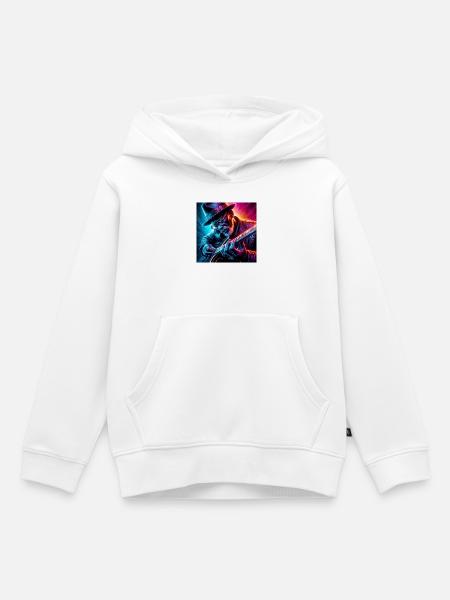 Retro Neon Effekte Gitarrist - Kinder Premium Organic Hoodie - Weiß