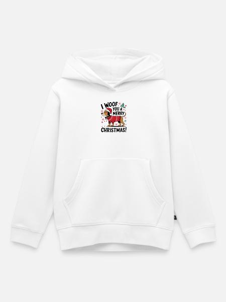Festlicher Hund im Weihnachtspullover - Kinder Premium Organic Hoodie - Weiß