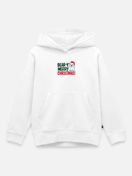 Festliches Bär Weihnachtsdesign - Kinder Premium Organic Hoodie - Weiß