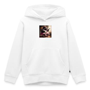 Hippopotame Banjo - Sweat Premium à capuche enfant bio - blanc - Devant - AI Model Kid Female (0cm)