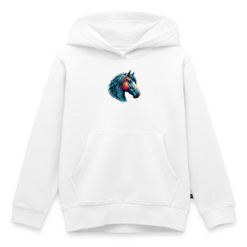 Cheval - Sweat Premium à capuche enfant bio - blanc - Devant - AI Model Kid Female (0cm)