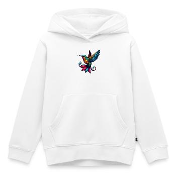Colibri - Sweat Premium à capuche enfant bio - blanc - Devant - AI Model Kid Female (0cm)