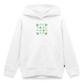 Empreintes de pieds de grenouille L Empreinte de patte de grenouille - Sweat Premium à capuche enfant bio - blanc - Devant - AI Model Kid Female (0cm)
