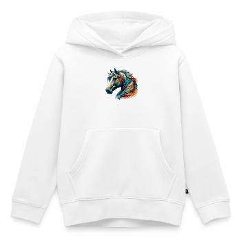 Cheval - Sweat Premium à capuche enfant bio - blanc - Devant - AI Model Kid Female (0cm)