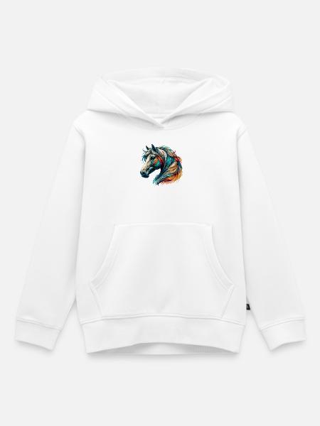Pferd - Kinder Premium Organic Hoodie - Weiß