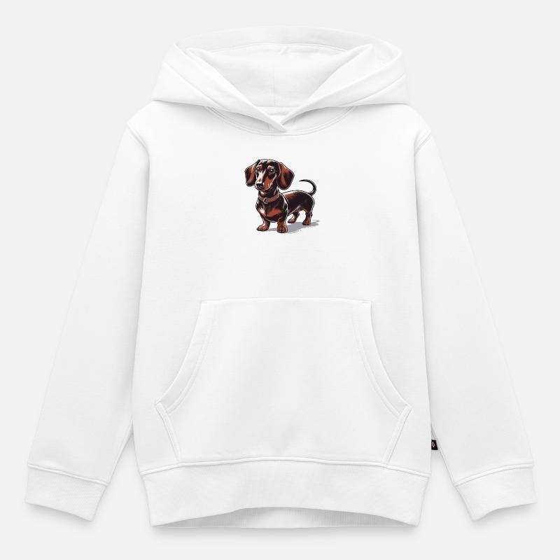 Dackel - Kinder Premium Organic Hoodie - Weiß