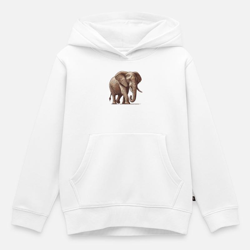 Elefant - Kinder Premium Organic Hoodie - Weiß