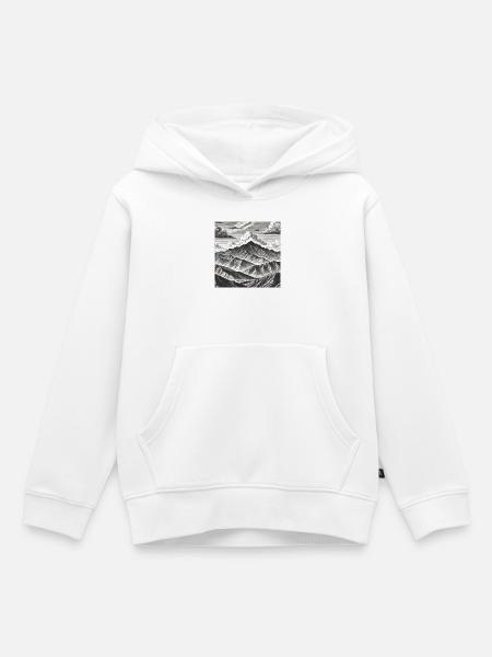 Monochrome Gebirgskette Gravur - Kinder Premium Organic Hoodie - Weiß