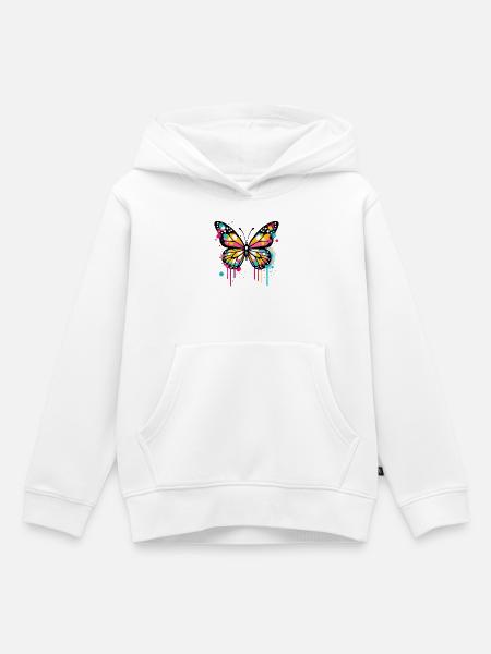 Schmetterling - Kinder Premium Organic Hoodie - Weiß