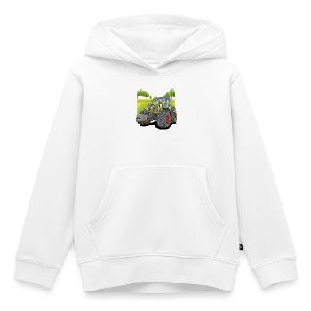 Tracteur dans les champs - Sweat Premium à capuche enfant bio - blanc - Devant - AI Model Kid Female (0cm)