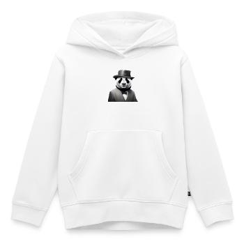 Panda élégant en smoking classique et fedora - Sweat Premium à capuche enfant bio - blanc - Devant - AI Model Kid Female (0cm)