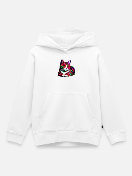 Katze - Kinder Premium Organic Hoodie - Weiß