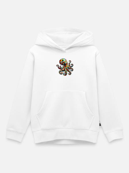 Krake - Kinder Premium Organic Hoodie - Weiß
