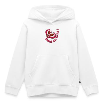 SCHWANGERSCHAFT VERKÜNDEN - LYCHEE - ZU DRITT - Kinder Premium Organic Hoodie - Weiß - Vorne - AI Model Kid Female (0cm)