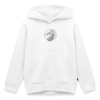 tete dragon polygones bleu - Sweat Premium à capuche enfant bio - blanc - Devant - AI Model Kid Female (0cm)