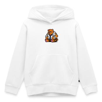Ours de bureau - Sweat Premium à capuche enfant bio - blanc - Devant - AI Model Kid Female (0cm)