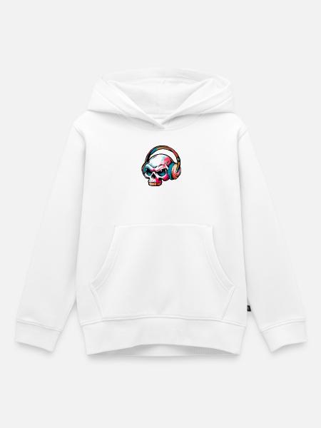 Farbige Schädel Illustration - Kinder Premium Organic Hoodie - Weiß