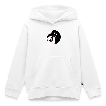 Chat nocturne sur la lune avec pattes - Sweat Premium à capuche enfant bio - blanc - Devant - AI Model Kid Female (0cm)