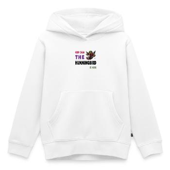 Restez calme - le colibri est là - Sweat Premium à capuche enfant bio - blanc - Devant - AI Model Kid Female (0cm)