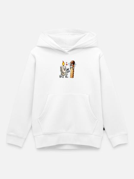 Kerze liebt Streichholz - Kinder Premium Organic Hoodie - Weiß