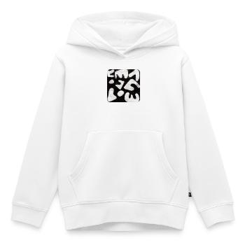 Abstrait Monoprint Impression d’art Tribal - Sweat Premium à capuche enfant bio - blanc - Devant - AI Model Kid Female (0cm)