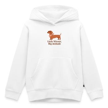 Dackel – Little Wiener Big Attitude Design - Kinder Premium Organic Hoodie - Weiß - Vorne - AI Model Kid Female (0cm)