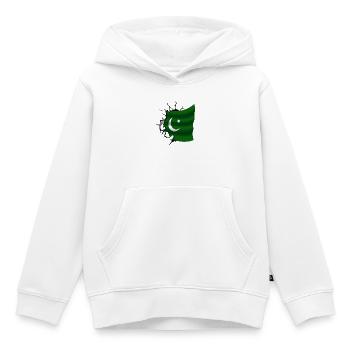 Drapeau du Pakistan - Pakistan - Drapeau cassé - Sweat Premium à capuche enfant bio - blanc - Devant - AI Model Kid Female (0cm)