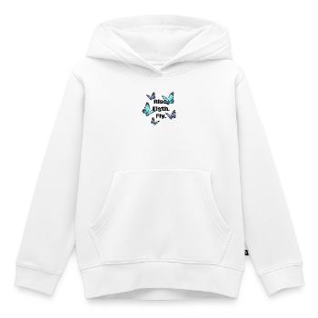 Se lever. Se battre. Mouche - Papillon - Sweat Premium à capuche enfant bio - blanc - Devant - AI Model Kid Female (0cm)