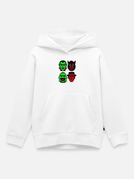4 Grusel-Monster - Kinder Premium Organic Hoodie - Weiß
