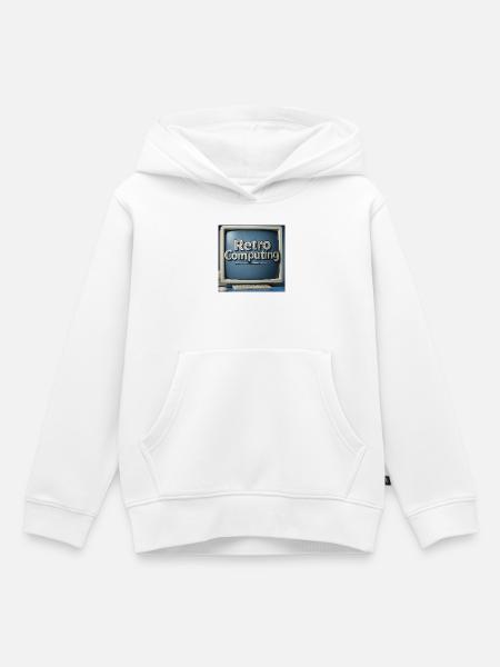 Retro Computergrafik auf blauem Hintergrund - Kinder Premium Organic Hoodie - Weiß