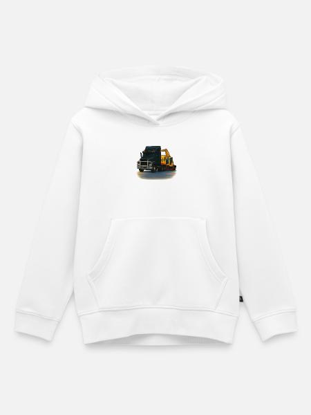 Abschleppwagen mit Kran Illustration - Kinder Premium Organic Hoodie - Weiß